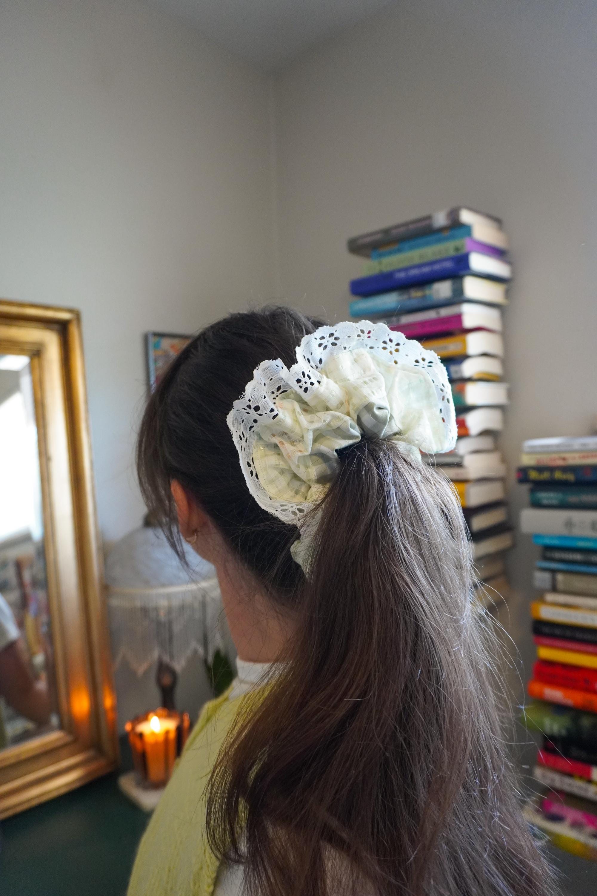 Maximalist Scrunchie | Green Floral Lace