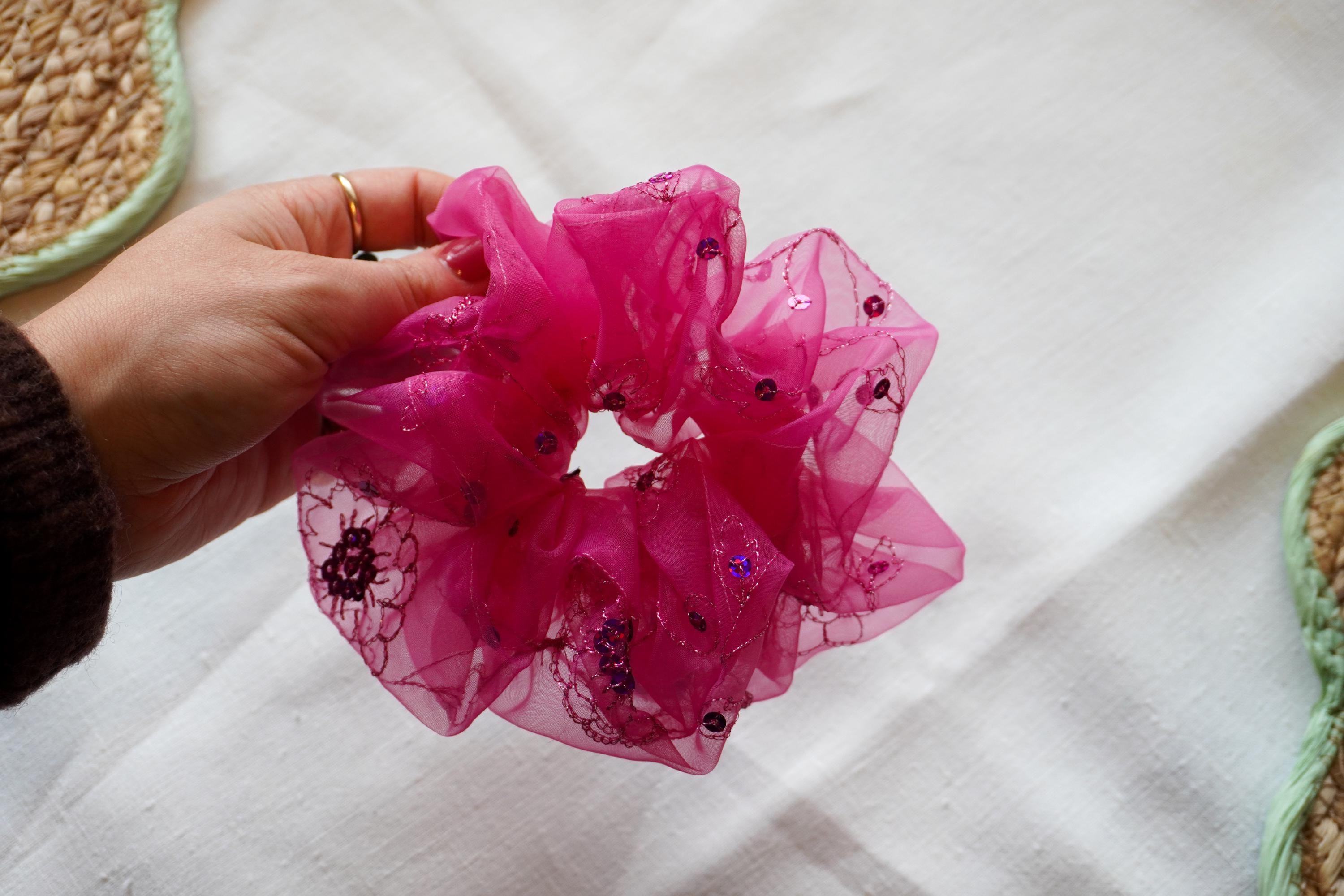 Statement Scrunchie - Pink Sequins
