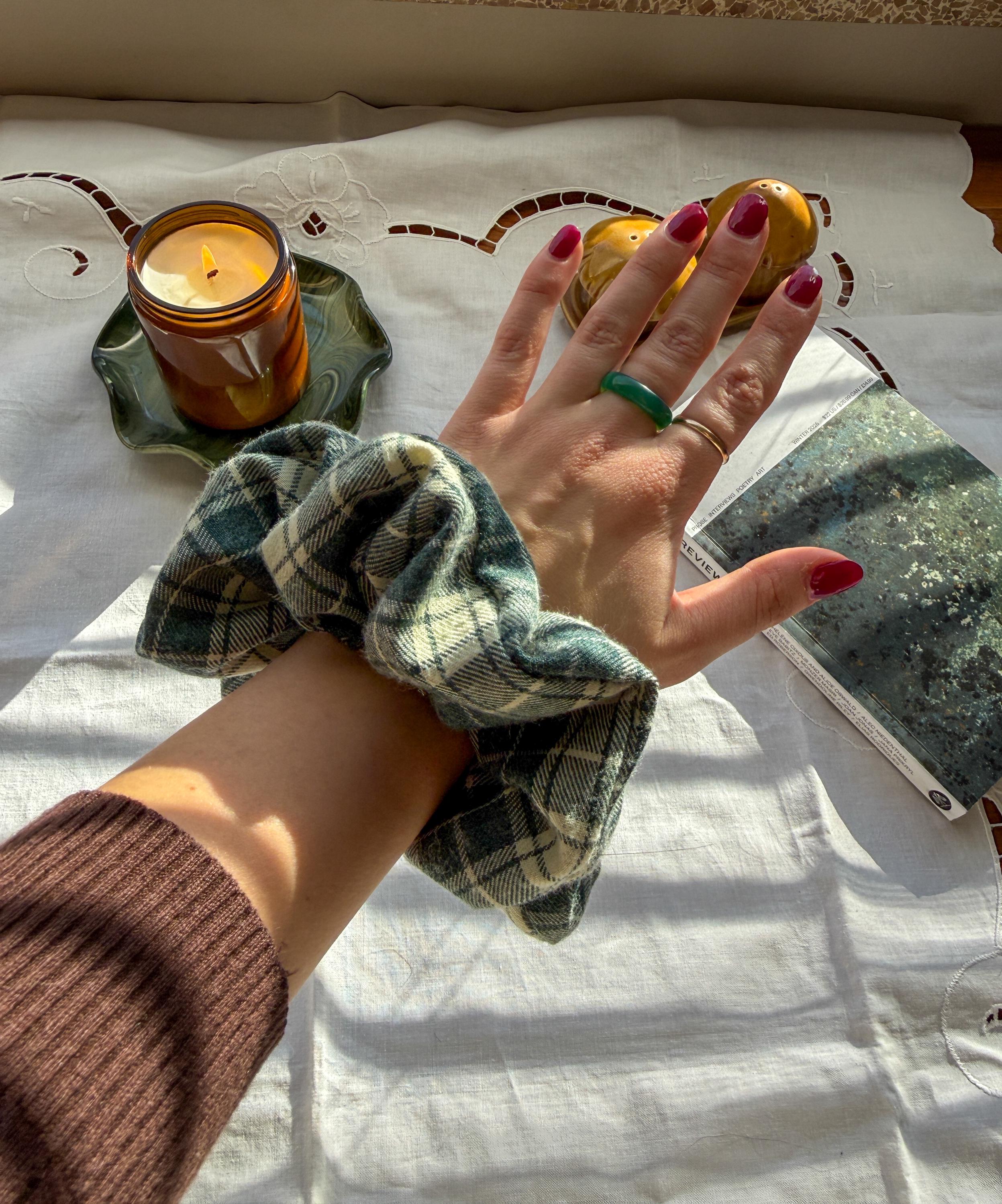 Statement Scrunchie | Green Flannel