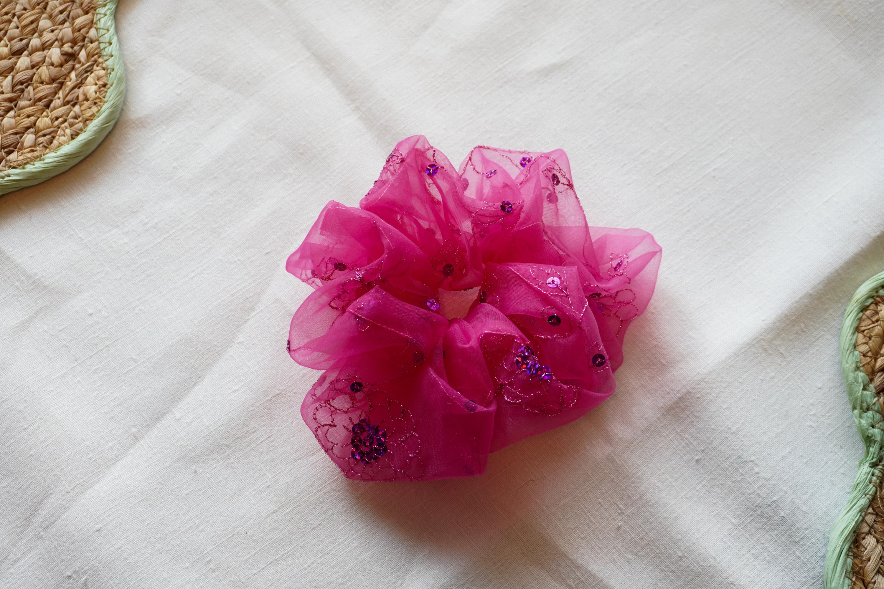 Statement Scrunchie - Pink Sequins
